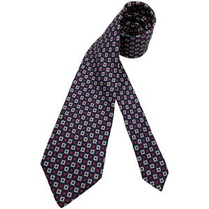 S.T. DUPONT Blue/Red Geometric Silk LUXURY Tie HANDMADE ITALY